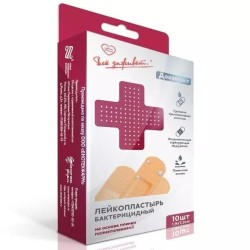 Лейкопластырь бактерицидный Докапласт с бриллиантовым зеленым на полимерной основе (пленка ПЭ) р. 1.9смx7.2см 10 шт.